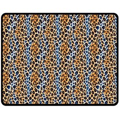 Blue Brown Leopard 60  x 50  Two Sides Fleece Blanket (Medium) from ArtsNow.com 58.8 x47.4  Blanket Back