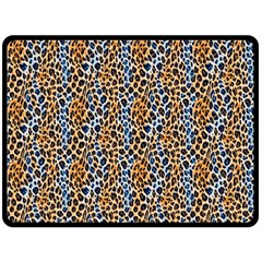 Blue Brown Leopard 80  x 56  Two Sides Fleece Blanket (Large) from ArtsNow.com 80 x60  Blanket Front