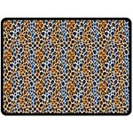 Blue Brown Leopard 80  x 56  Two Sides Fleece Blanket (Large)