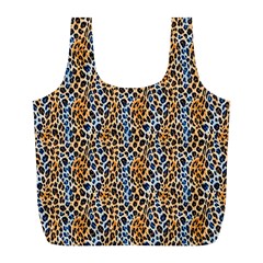 Blue Brown Leopard Full Print Recycle Bag (L) from ArtsNow.com Back