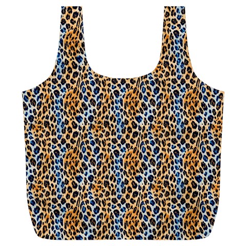 Blue Brown Leopard Full Print Recycle Bag (XL) from ArtsNow.com Front