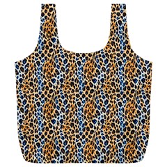 Blue Brown Leopard Full Print Recycle Bag (XL) from ArtsNow.com Front