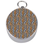 Blue Brown Leopard Silver Compasses