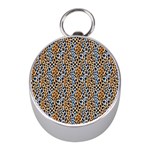 Blue Brown Leopard Mini Silver Compasses