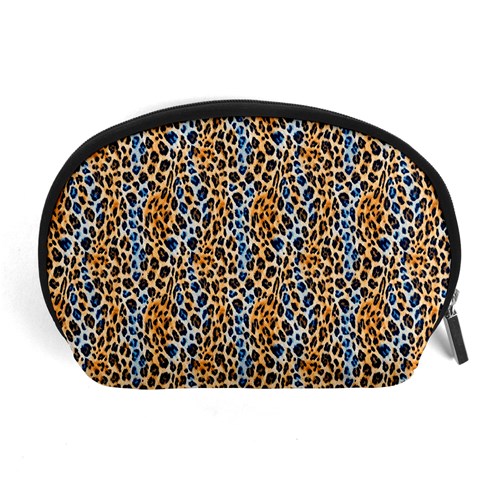 Blue Brown Leopard Accessory Pouch (Large) from ArtsNow.com Front