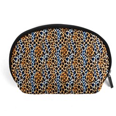 Blue Brown Leopard Accessory Pouch (Large) from ArtsNow.com Front