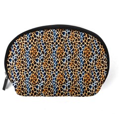 Blue Brown Leopard Accessory Pouch (Large) from ArtsNow.com Back