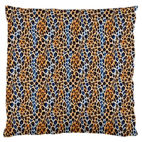 Blue Brown Leopard Standard Premium Plush Fleece Cushion Case (Two Sides) from ArtsNow.com Front