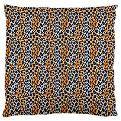 Blue Brown Leopard Standard Premium Plush Fleece Cushion Case (Two Sides) from ArtsNow.com Front
