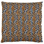 Blue Brown Leopard Large Premium Plush Fleece Cushion Case (Two Sides)
