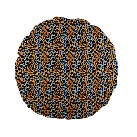 Blue Brown Leopard Standard 15  Premium Flano Round Cushions from ArtsNow.com Front