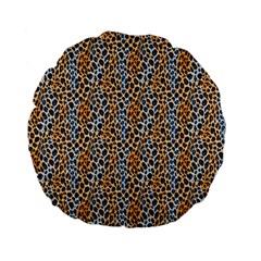 Blue Brown Leopard Standard 15  Premium Flano Round Cushions from ArtsNow.com Front