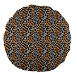 Blue Brown Leopard Large 18  Premium Flano Round Cushions