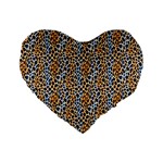 Blue Brown Leopard Standard 16  Premium Flano Heart Shape Cushions