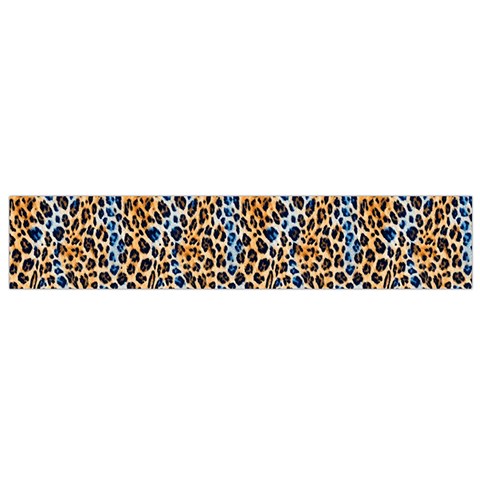 Blue Brown Leopard 12 X60  Small Premium Plush Fleece Scarf from ArtsNow.com Front
