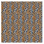 Blue Brown Leopard 36  x 36  Square Satin Scarf