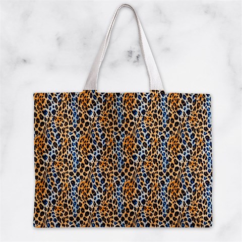 Blue Brown Leopard Zipper Mini Tote Bag from ArtsNow.com Front