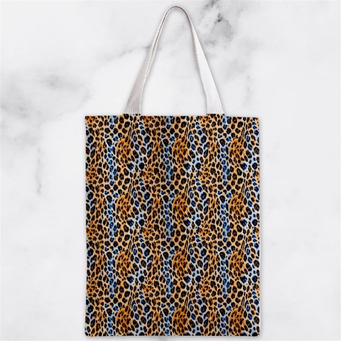 Blue Brown Leopard Zipper Classic Tote Bag from ArtsNow.com Front
