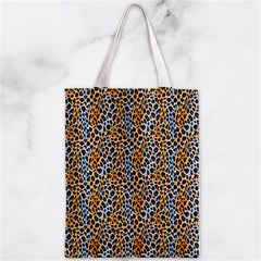 Blue Brown Leopard Zipper Classic Tote Bag from ArtsNow.com Front