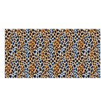 Blue Brown Leopard Satin Shawl 45  x 80 