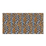Blue Brown Leopard Satin Wrap 35  x 70 