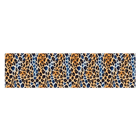 Blue Brown Leopard 16 x 60  Oblong Satin Scarf from ArtsNow.com Front
