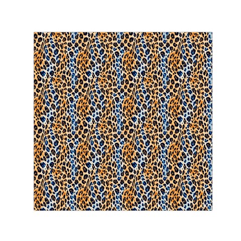 Blue Brown Leopard 30  x 30  Large Square Satin Scarf from ArtsNow.com Front