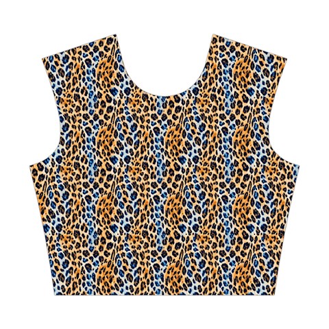 Blue Brown Leopard Cotton Crop Top from ArtsNow.com Front