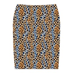 Blue Brown Leopard Midi Wrap Pencil Skirt from ArtsNow.com Back