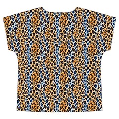 Blue Brown Leopard Short Sleeve Long Pants Satin Pajamas Set from ArtsNow.com Back