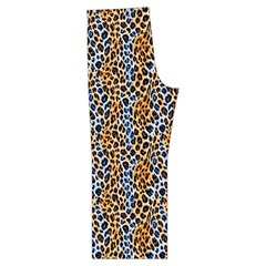 Blue Brown Leopard Short Sleeve Long Pants Satin Pajamas Set from ArtsNow.com Back Bottom Left