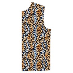 Blue Brown Leopard Men s High Neck Button Up Puffer Vest from ArtsNow.com Front Left
