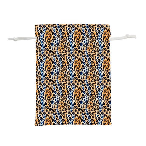 Blue Brown Leopard Lightweight Drawstring Pouch (S) from ArtsNow.com Front