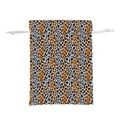 Blue Brown Leopard Lightweight Drawstring Pouch (L) from ArtsNow.com Front