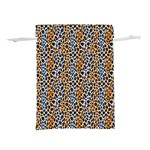 Blue Brown Leopard Lightweight Drawstring Pouch (L)