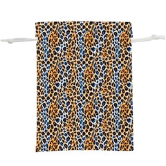 Blue Brown Leopard Lightweight Drawstring Pouch (XL) from ArtsNow.com Front