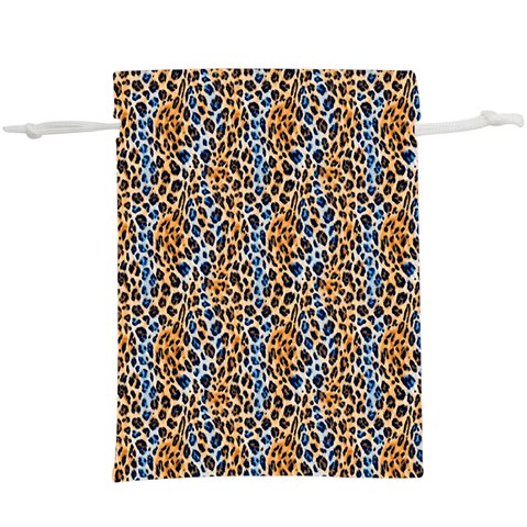 Blue Brown Leopard Lightweight Drawstring Pouch (XL) from ArtsNow.com Back