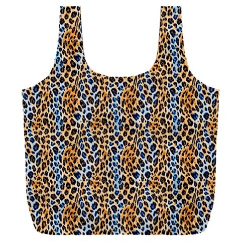Blue Brown Leopard Full Print Recycle Bag (XXL) from ArtsNow.com Front