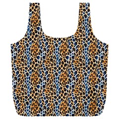 Blue Brown Leopard Full Print Recycle Bag (XXL) from ArtsNow.com Front