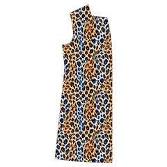 Blue Brown Leopard Kids  Long Sleeve Velvet Lounge Robe from ArtsNow.com Front Right