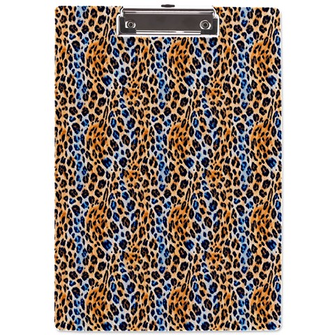 Blue Brown Leopard A4 Acrylic Clipboard from ArtsNow.com Front