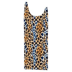 Blue Brown Leopard Kids  Stylish Hooded Puffer Vest from ArtsNow.com Front Left Side