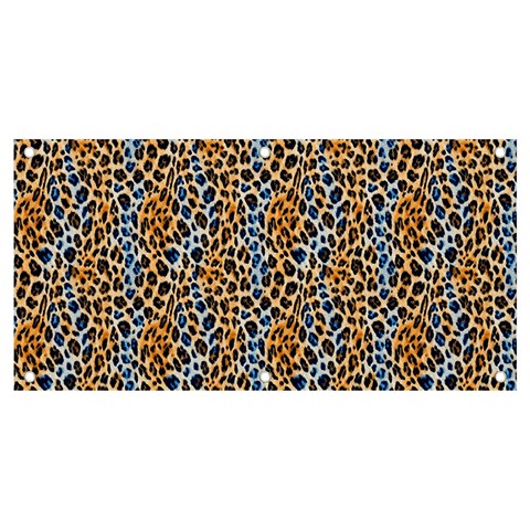 Blue Brown Leopard Banner and Sign 4  x 2  from ArtsNow.com Front