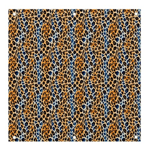 Blue Brown Leopard Banner and Sign 4  x 4  from ArtsNow.com Front