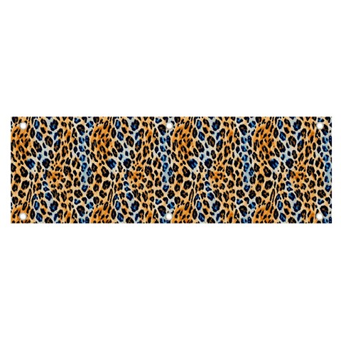 Blue Brown Leopard Banner and Sign 6  x 2  from ArtsNow.com Front