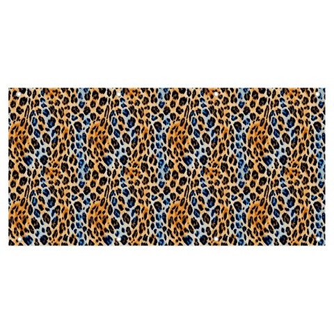 Blue Brown Leopard Banner and Sign 8  x 4  from ArtsNow.com Front