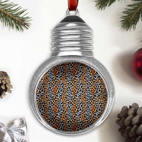 Blue Brown Leopard Metal Light Bulb Shape Ornament from ArtsNow.com Front