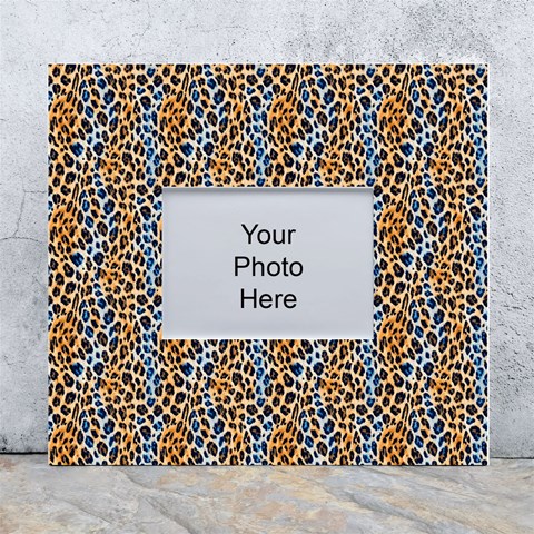 Blue Brown Leopard White Wall Photo Frame 5  x 7  from ArtsNow.com Front