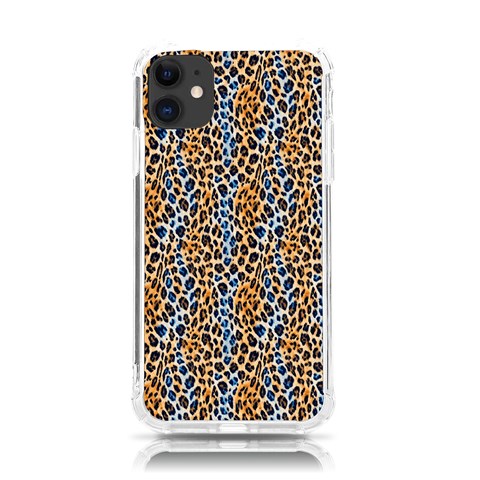Blue Brown Leopard iPhone 11 TPU UV Print Case from ArtsNow.com Front
