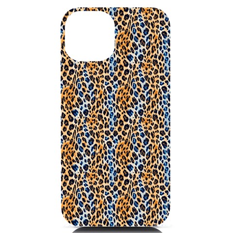 Blue Brown Leopard iPhone 14 Black UV Print PC Hardshell Case from ArtsNow.com Front